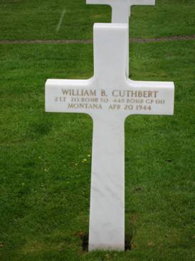 Final resting place of William Cuthbert at the American Cemetery, Normandy.
