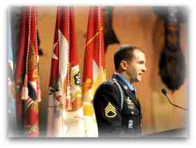 SSG Salvatore Giunta speaks after receiving the Medal of Honor.